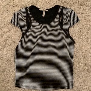 LA Hearts stripped textured T-shirt